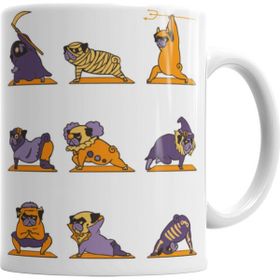 Baskı Dükkanı KB4161 Rottweiler Yoga Rotfaydır Pug Köpek Yoga Porselen Kupa Bardak