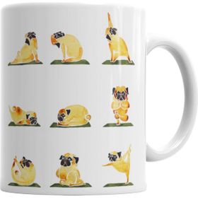 Baskı Dükkanı KB4161 Rottweiler Yoga Rotfaydır Pug Köpek Yoga Porselen Kupa Bardak