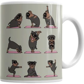 Baskı Dükkanı KB4161 Rottweiler Yoga Rotfaydır Pug Köpek Yoga Porselen Kupa Bardak