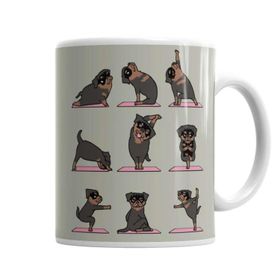 Baskı Dükkanı KB4161 Rottweiler Yoga Rotfaydır Pug Köpek Yoga Porselen Kupa Bardak