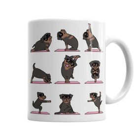 Baskı Dükkanı KB4161 Rottweiler Yoga Rotfaydır Pug Köpek Yoga Porselen Kupa Bardak
