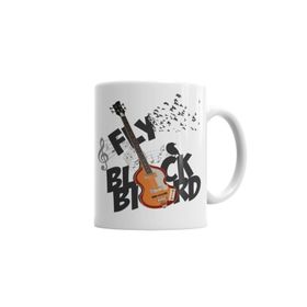 Baskı Dükkanı KB4697 Bird Music Müzik Gitar Porselen Kupa Bardak