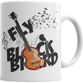 Baskı Dükkanı KB4697 Bird Music Müzik Gitar Porselen Kupa Bardak