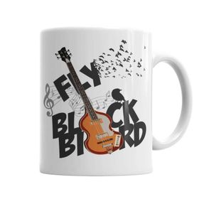 Baskı Dükkanı KB4697 Bird Music Müzik Gitar Porselen Kupa Bardak