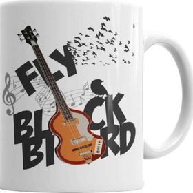 Baskı Dükkanı KB4697 Bird Music Müzik Gitar Porselen Kupa Bardak
