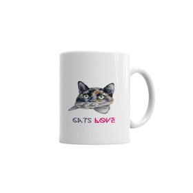 Baskı Dükkanı KB4762 Cats Love Kedi Porselen Kupa Bardak