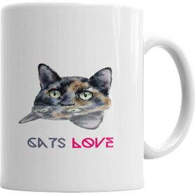 Baskı Dükkanı KB4762 Cats Love Kedi Porselen Kupa Bardak