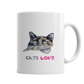 Baskı Dükkanı KB4762 Cats Love Kedi Porselen Kupa Bardak