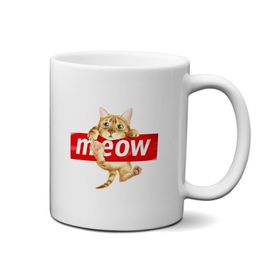 Baskı Dükkanı KB4770 Cat Meow Kedi Porselen Kupa Bardak