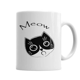 Baskı Dükkanı KB4770 Cat Meow Kedi Porselen Kupa Bardak
