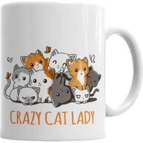 Baskı Dükkanı KB4881 Crazy Cat Lady Kedi Porselen Kupa Bardak