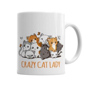 Baskı Dükkanı KB4881 Crazy Cat Lady Kedi Porselen Kupa Bardak