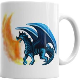 Baskı Dükkanı KB4926 Dragao Em Tons De Azul Cuspindo Fogo Porselen Kupa Bardak