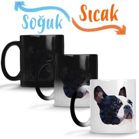Baskı Dükkanı KB4973 Diamond Bulldog Köpek Pug Porselen Kupa Bardak