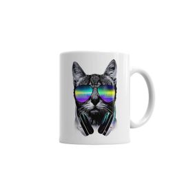 Baskı Dükkanı KB509 Havalı Dj Cool Kedi Porselen Kupa Bardak