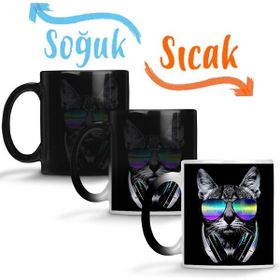 Baskı Dükkanı KB509 Havalı Dj Cool Kedi Porselen Kupa Bardak