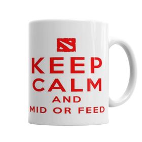 Baskı Dükkanı KB5142 Keep Calm And Mid Or Feed Porselen Kupa Bardak