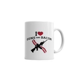 Baskı Dükkanı KB5181 I Love Guns And Bacon Porselen Kupa Bardak