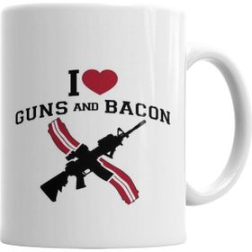 Baskı Dükkanı KB5181 I Love Guns And Bacon Porselen Kupa Bardak