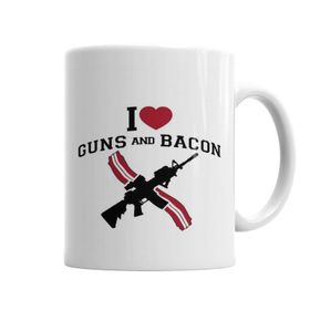 Baskı Dükkanı KB5181 I Love Guns And Bacon Porselen Kupa Bardak
