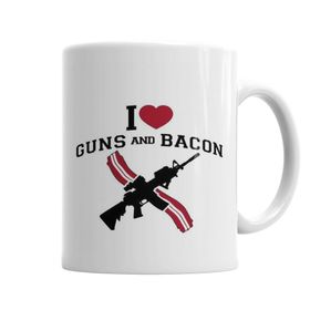 Baskı Dükkanı KB5181 I Love Guns And Bacon Porselen Kupa Bardak