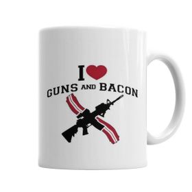 Baskı Dükkanı KB5181 I Love Guns And Bacon Porselen Kupa Bardak