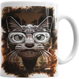 Baskı Dükkanı KB5266 Meraklı Kedi Cat Porselen Kupa Bardak