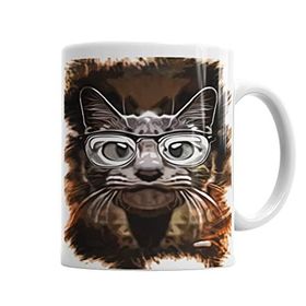 Baskı Dükkanı KB5266 Meraklı Kedi Cat Porselen Kupa Bardak