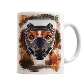 Baskı Dükkanı KB5268 Maskeli Pug Köpek Porselen Kupa Bardak