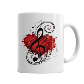 Baskı Dükkanı KB5286 Love Music Müzik Porselen Kupa Bardak
