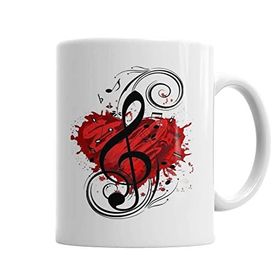 Baskı Dükkanı KB5286 Love Music Müzik Porselen Kupa Bardak
