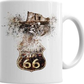 Baskı Dükkanı KB5354 Route 66 Porselen Kupa Bardak