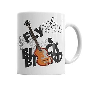 Baskı Dükkanı KB5601 Bird Music Müzik Gitar Porselen Kupa Bardak