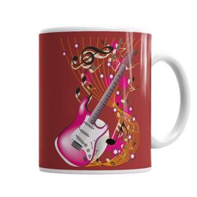 Baskı Dükkanı KB5601 Bird Music Müzik Gitar Porselen Kupa Bardak