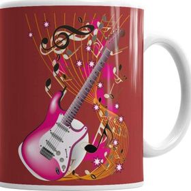 Baskı Dükkanı KB5601 Bird Music Müzik Gitar Porselen Kupa Bardak