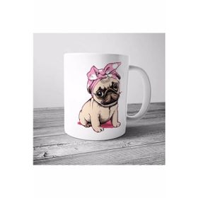 Baskı Dükkanı KB5646 Bad Puggy Pug Köpek Porselen Kupa Bardak