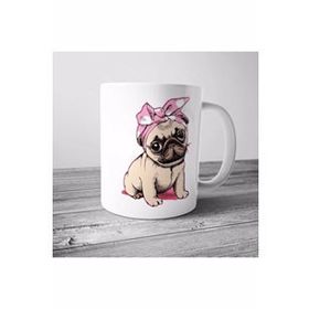 Baskı Dükkanı KB5646 Bad Puggy Pug Köpek Porselen Kupa Bardak