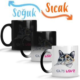 Baskı Dükkanı KB5715 Cats Love Kedi Porselen Kupa Bardak