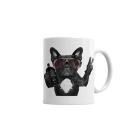 Baskı Dükkanı KB5747 Bulldog Hangover Pug Köpek Porselen Kupa Bardak