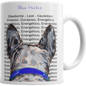 Baskı Dükkanı KB5791 Blue Heeler Pug Köpek Porselen Kupa Bardak