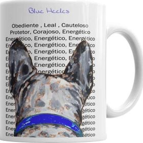 Baskı Dükkanı KB5791 Blue Heeler Pug Köpek Porselen Kupa Bardak