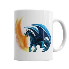 Baskı Dükkanı KB5946 Dragao Em Tons De Azul Cuspindo Fogo Porselen Kupa Bardak