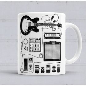 Baskı Dükkanı KB599 Gitar Amfi Gitarist Pedal Cat Kedi Porselen Kupa Bardak