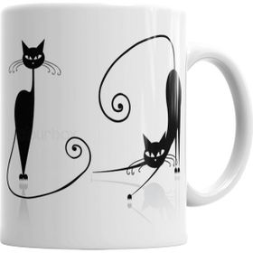 Baskı Dükkanı KB607 Kara Kediler Kedi Cat Porselen Kupa Bardak