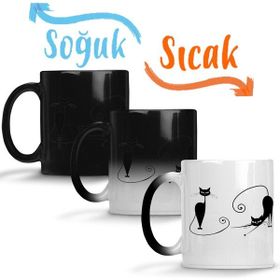 Baskı Dükkanı KB607 Kara Kediler Kedi Cat Porselen Kupa Bardak