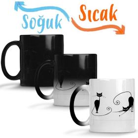 Baskı Dükkanı KB607 Kara Kediler Kedi Cat Porselen Kupa Bardak