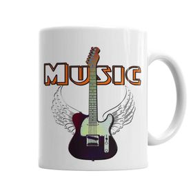 Baskı Dükkanı KB6123 Guitar Music Gitar Müzik Porselen Kupa Bardak