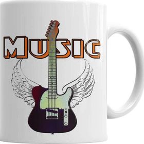 Baskı Dükkanı KB6123 Guitar Music Gitar Müzik Porselen Kupa Bardak