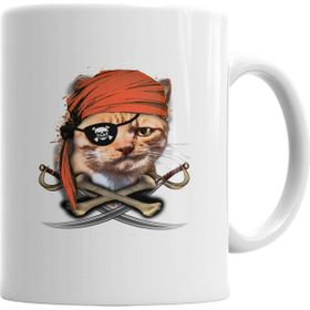 Baskı Dükkanı KB6178 Gato Pirata Korsan Kedi Cat Porselen Kupa Bardak
