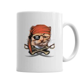 Baskı Dükkanı KB6178 Gato Pirata Korsan Kedi Cat Porselen Kupa Bardak